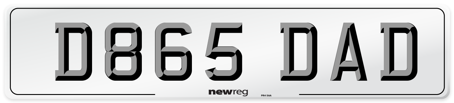 D865 DAD Number Plate from New Reg
